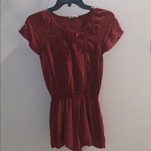 Aeropostale rustic red buttoned romper